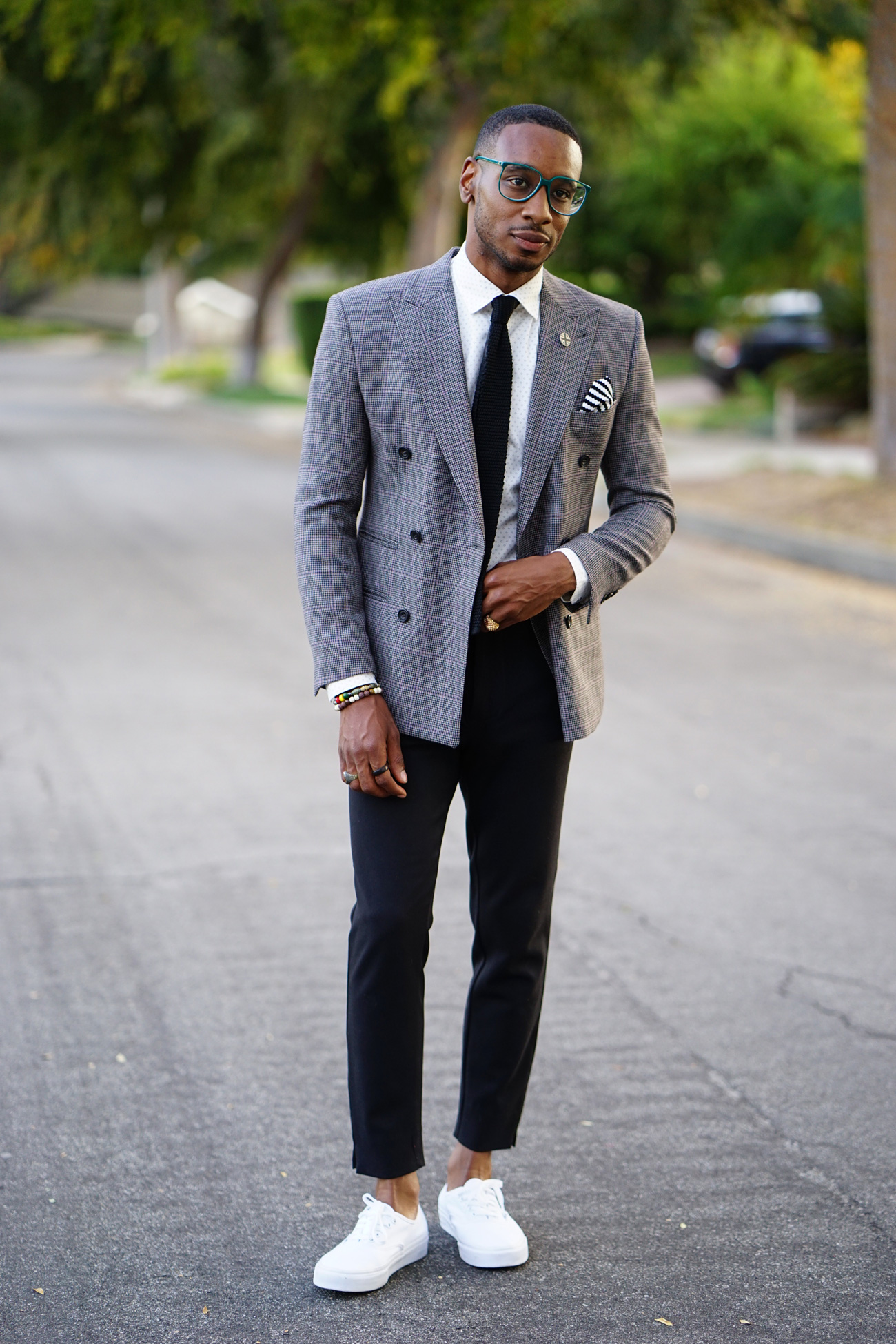 white vans with suit