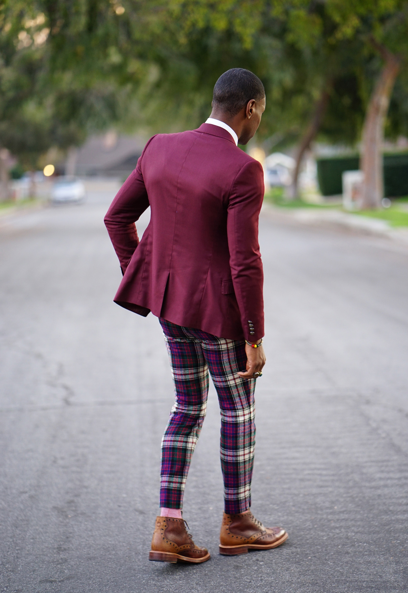 maroon plaid pants