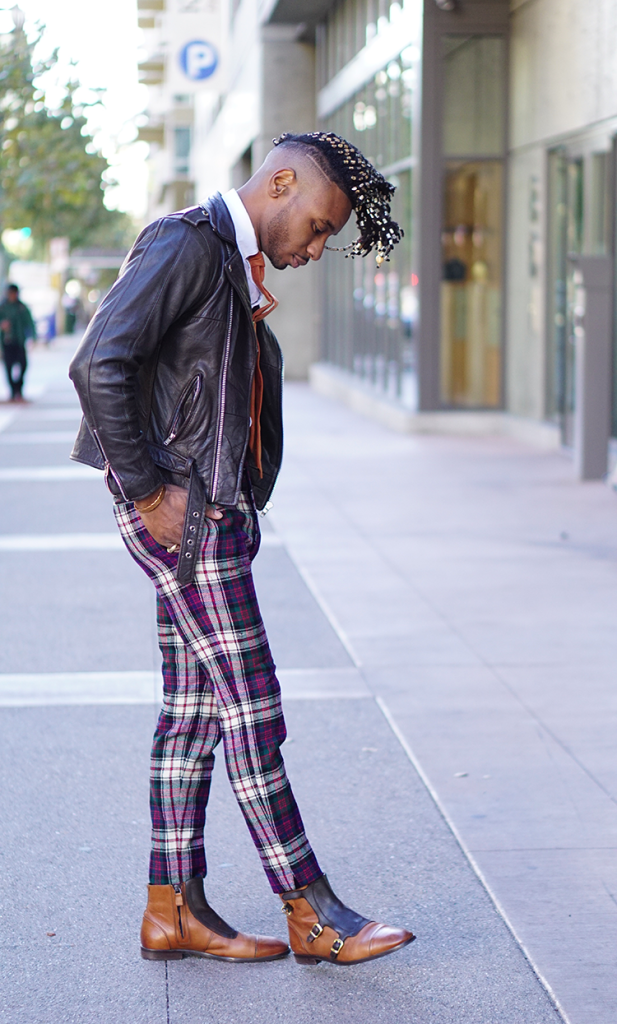 Ootd Plaid Pants Leather Jacket Norris Danta Ford