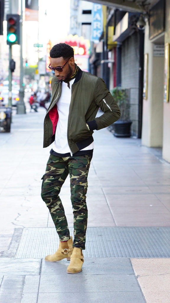 DIY: BOMBER JACKET + CAMO CARGO + CHELSEA BOOTS – Norris Danta Ford