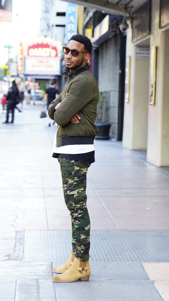 DIY: BOMBER JACKET + CAMO CARGO + CHELSEA BOOTS – Norris Danta Ford