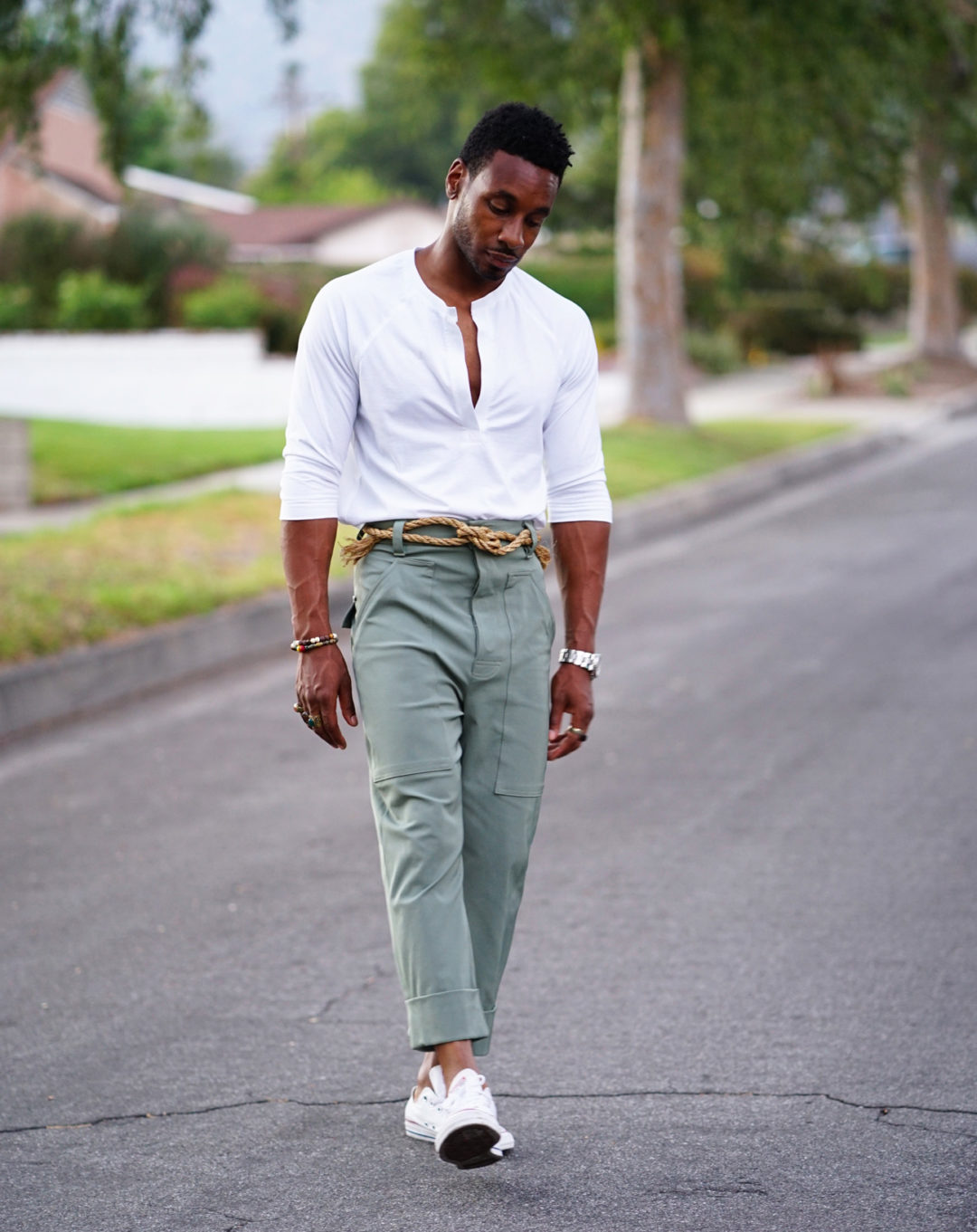 CROPPED CARGO PANTS + HENLEY T-SHIRT – Norris Danta Ford