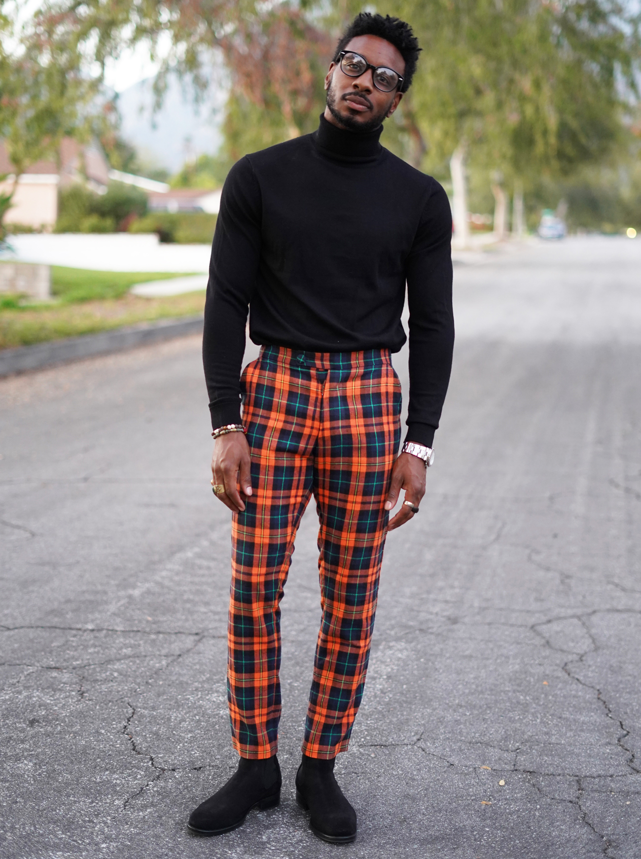 plaid pants mens yellow