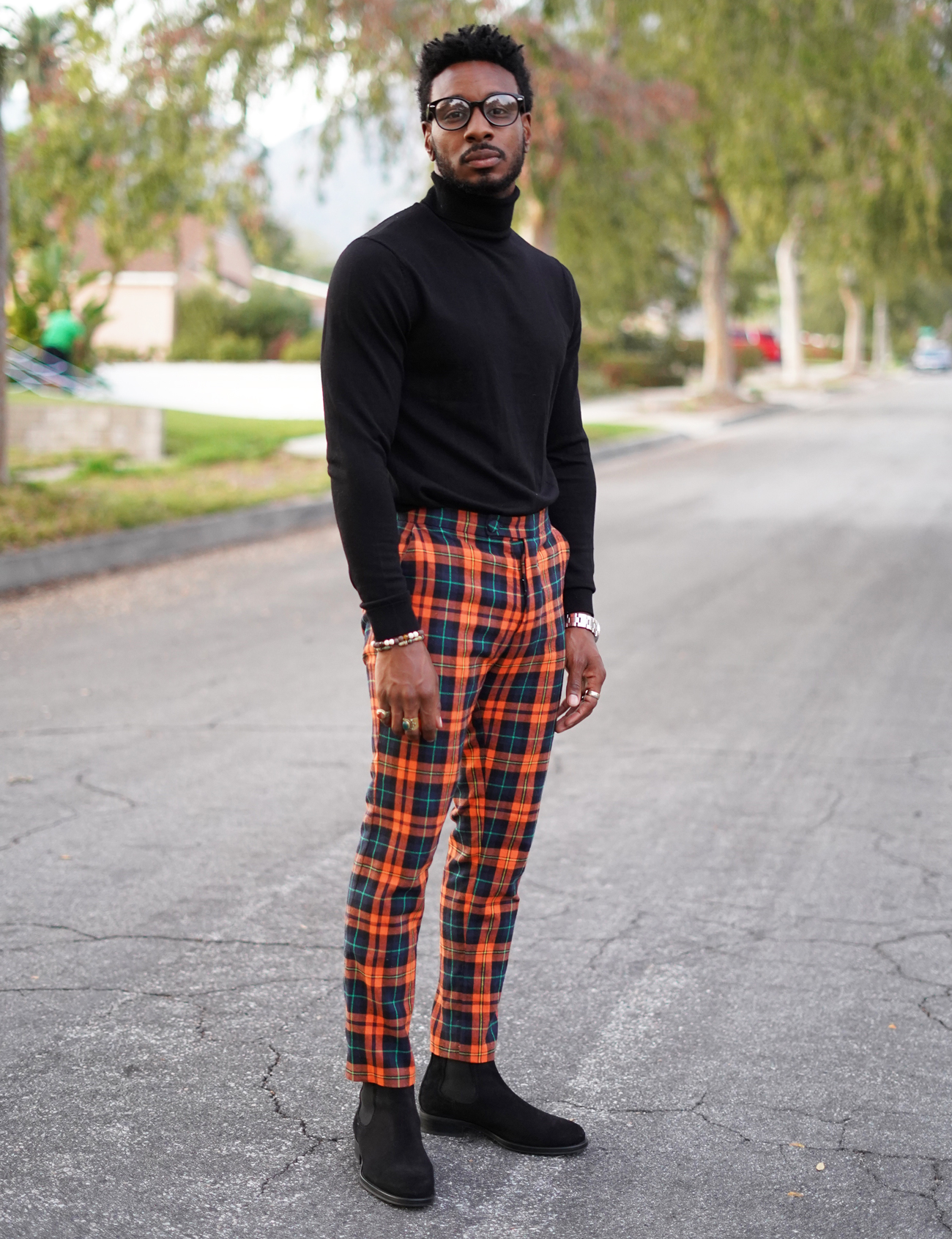 Plaid pants hot sale and boots