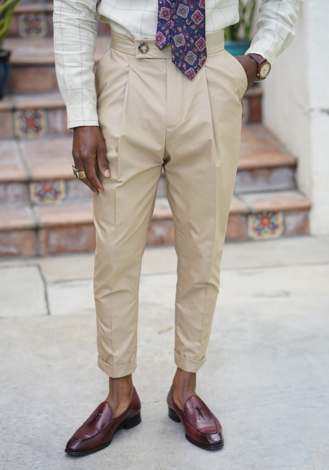 DIY: PLEATED CHINOS + LINING BUTTON UP – Norris Danta Ford